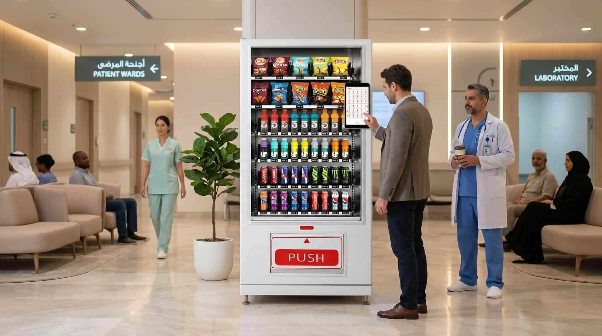 Hospital environment with self-service vending support